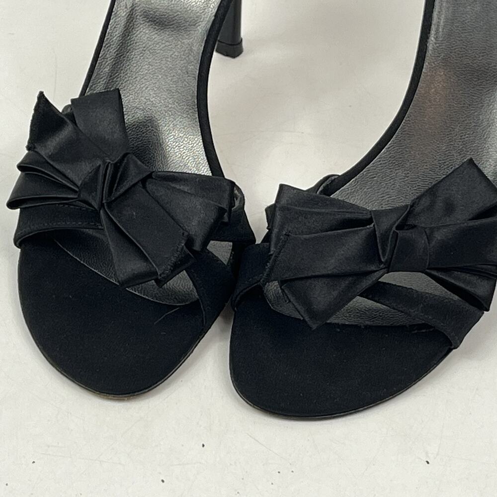Stuart Weitzman Womens Heels Sandals Sz8 N Black Satin Bow Stiletto Party Shoe - Picture 15 of 15